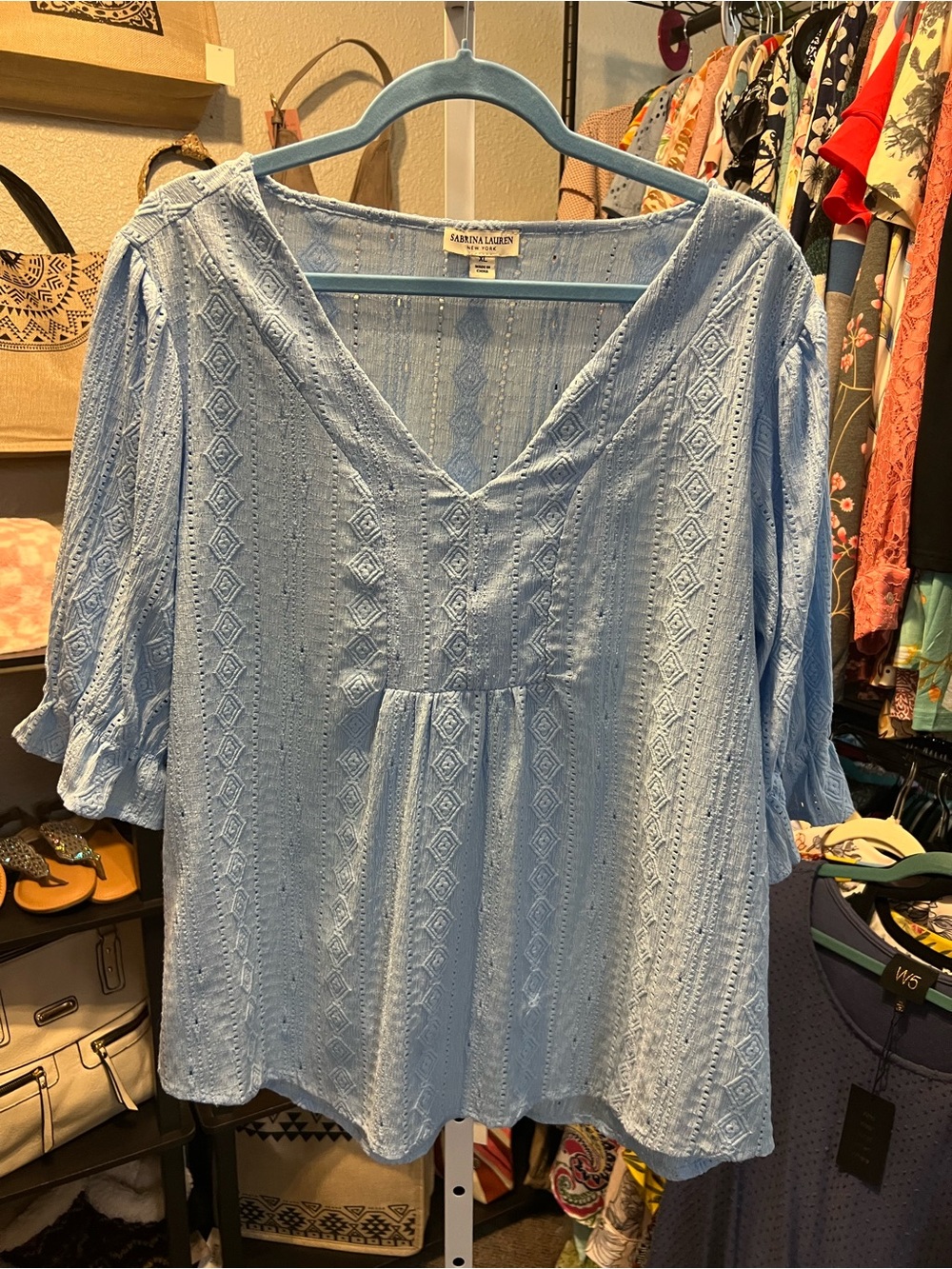 Sabrina Lauren Textured V-Neck Women’s Blouse